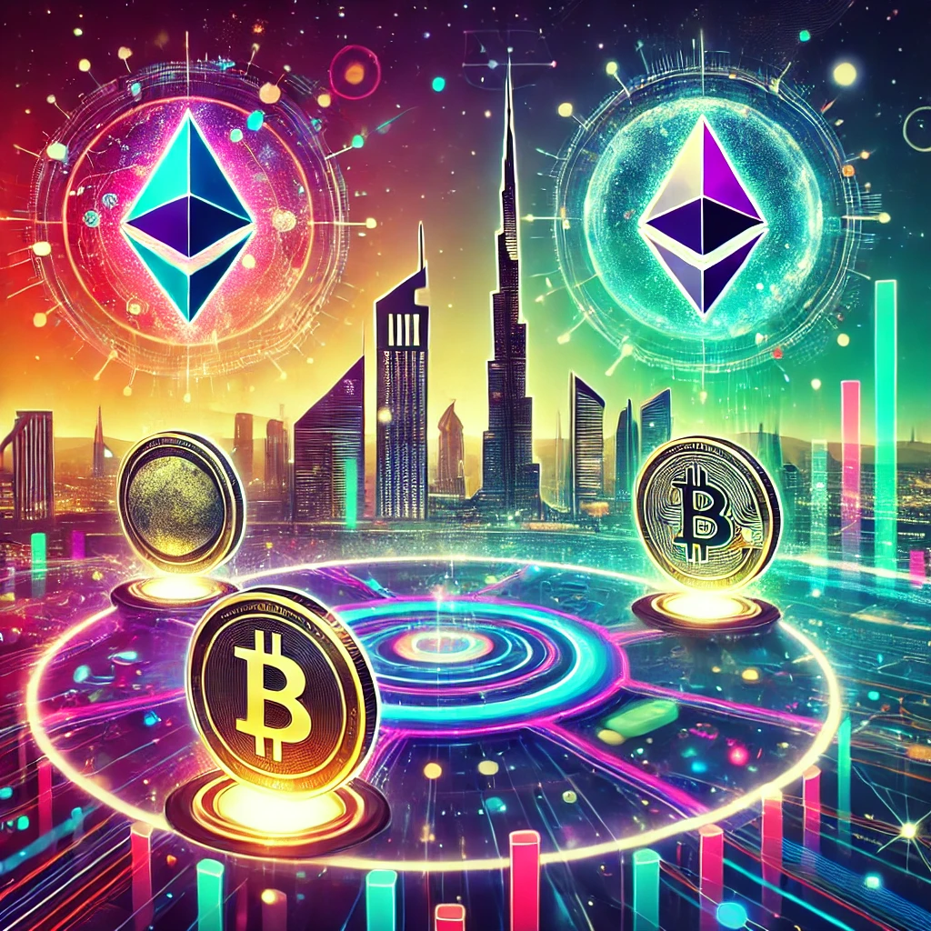 A-digital-illustration-for-a-crypto-news-article-showing-a-vibrant-and-futuristic-scene-with-key-elements-of-the-week_-a-Cosmos-logo-representing-Cos